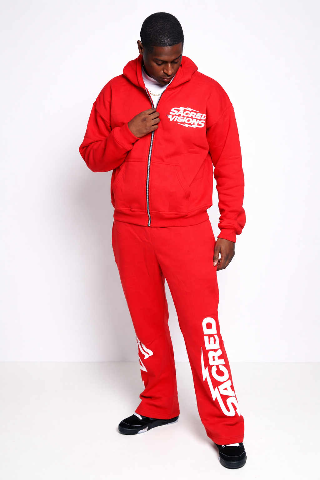 RED FAITH OVER FEAR ZIP UP SET