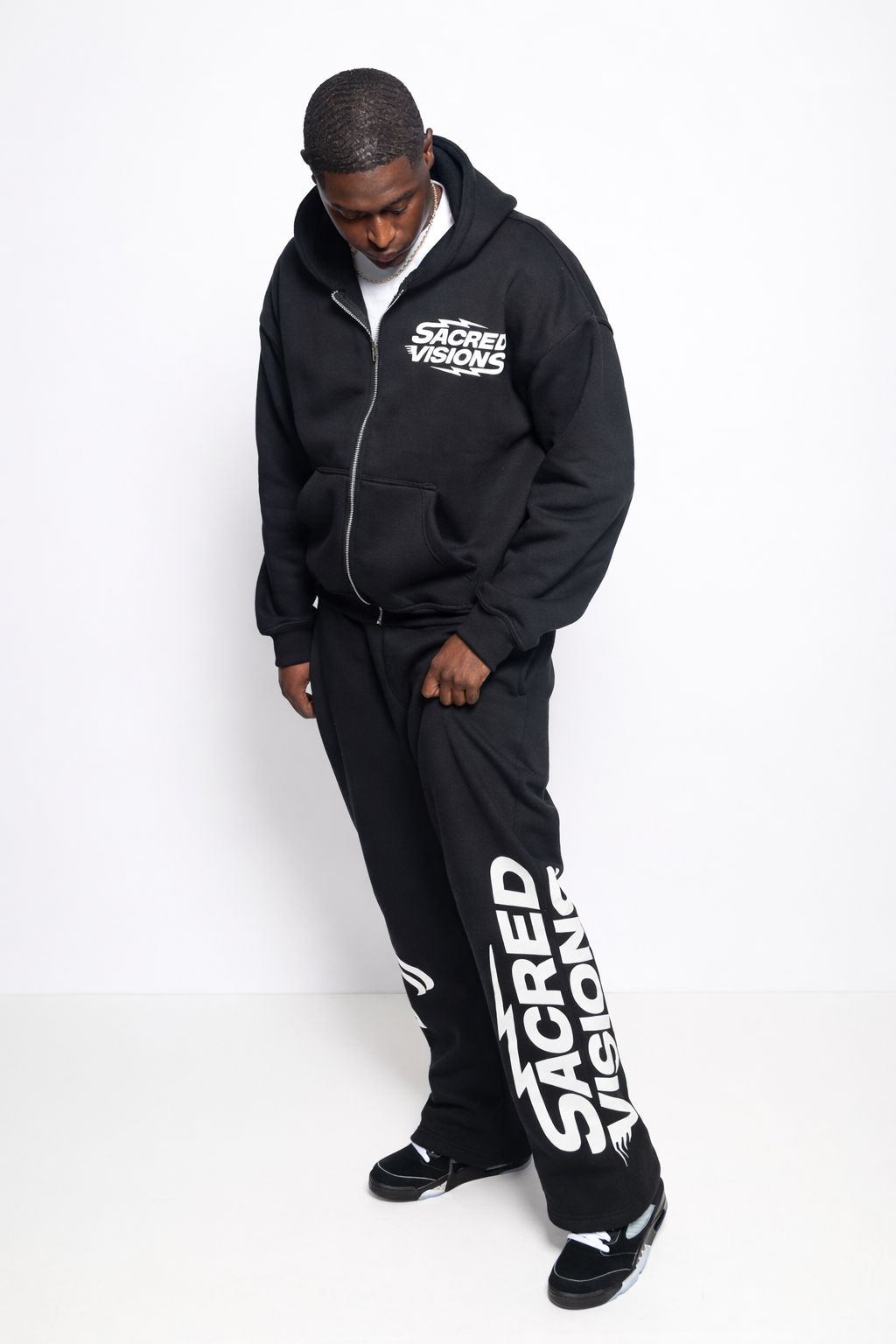 BLACK FAITH OVER FEAR ZIP UP SET