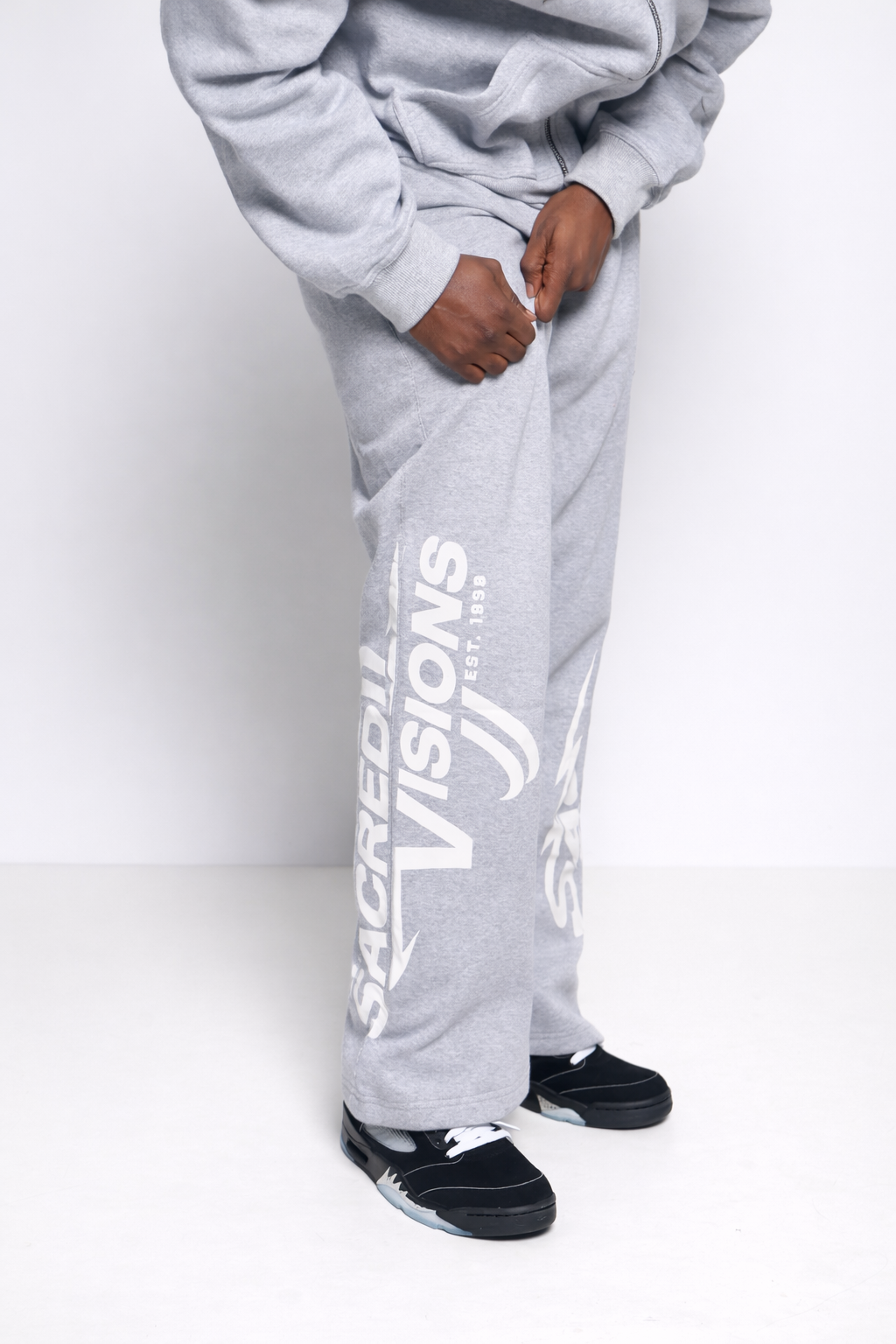 GRAY FAITH OVER FEAR ZIP UP SET